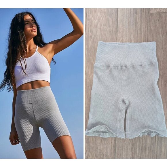 NEW! FP Movement | Happiness Runs Bike Shorts In Heather Grey - Picture 1 of 8